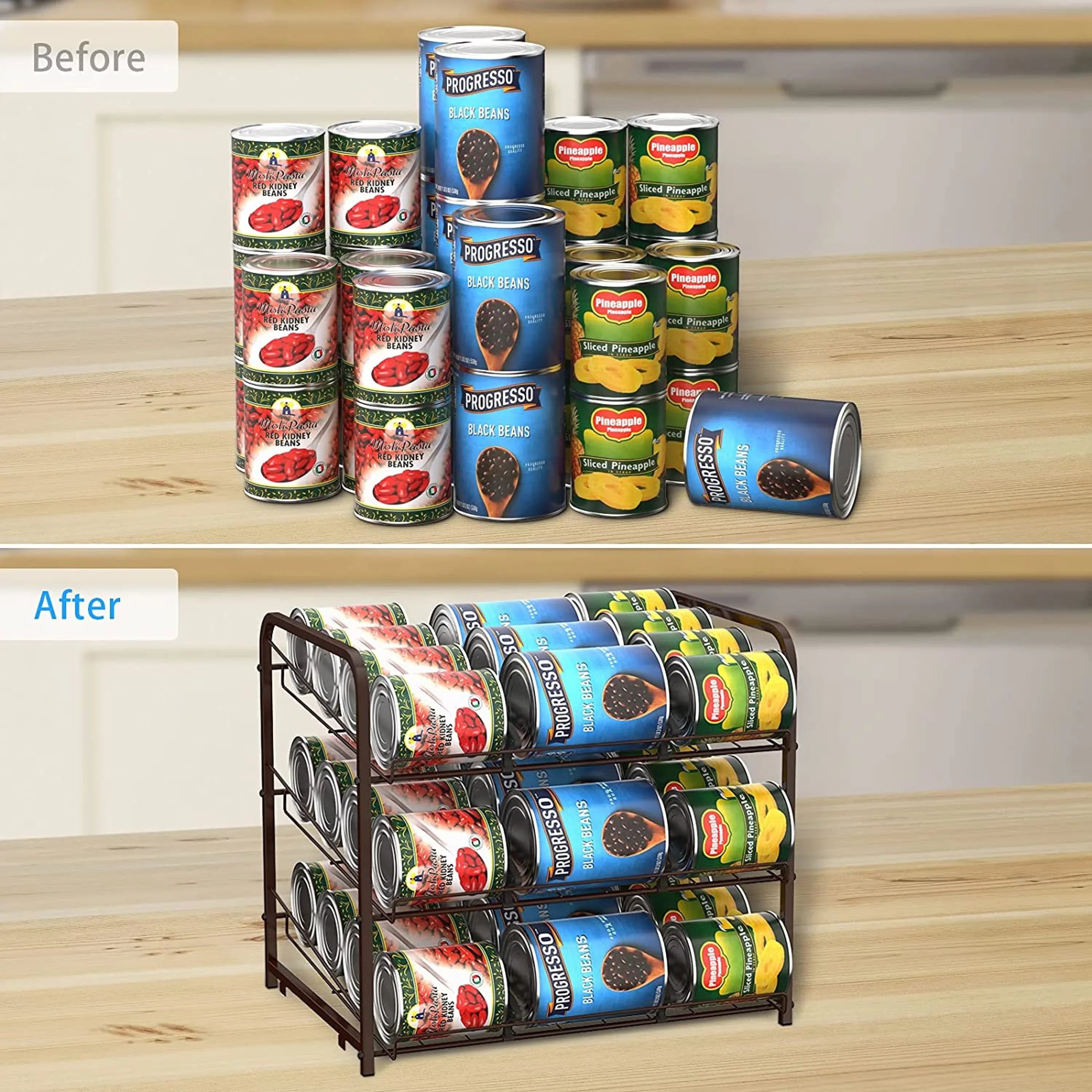 Two-piece Stackable Pull Can Rack Organizer, Suitable For 72 Cans Large Capacity, Kitchen and Living Room Countertops