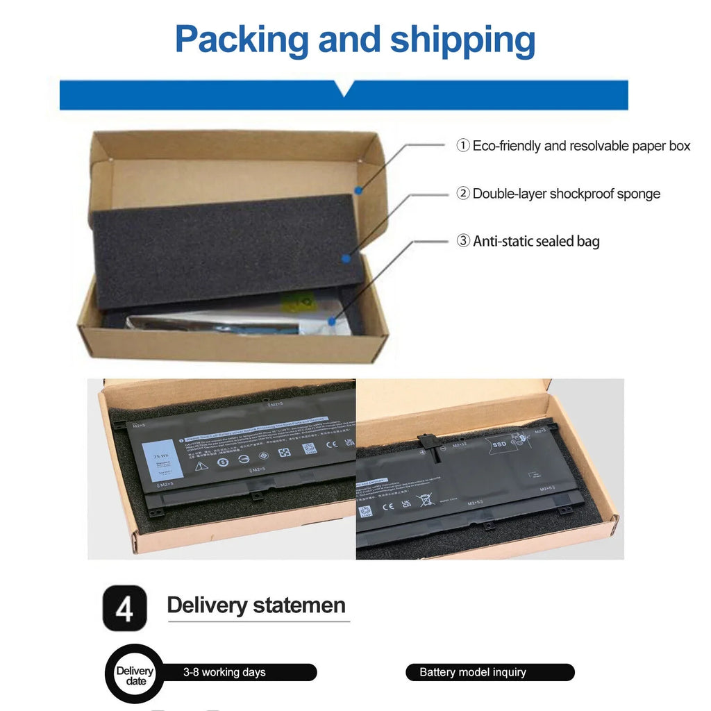 New 0TMFYT 8N0T7 Laptop Battery For Dell XPS 15 9575 P73F Precision 5530 2-in-1