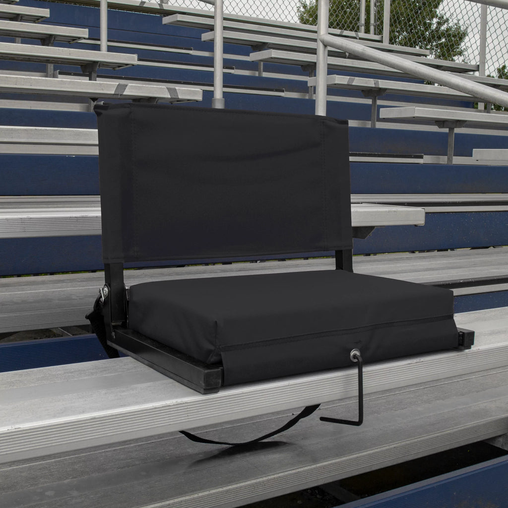 Stadium Chairs for Bleachers with Back Support by Outdoor Leisure Products, Large Ultra-Padded Seat for Complete Comfort, Easy Carry Handle with Adjustable Shoulder Strap