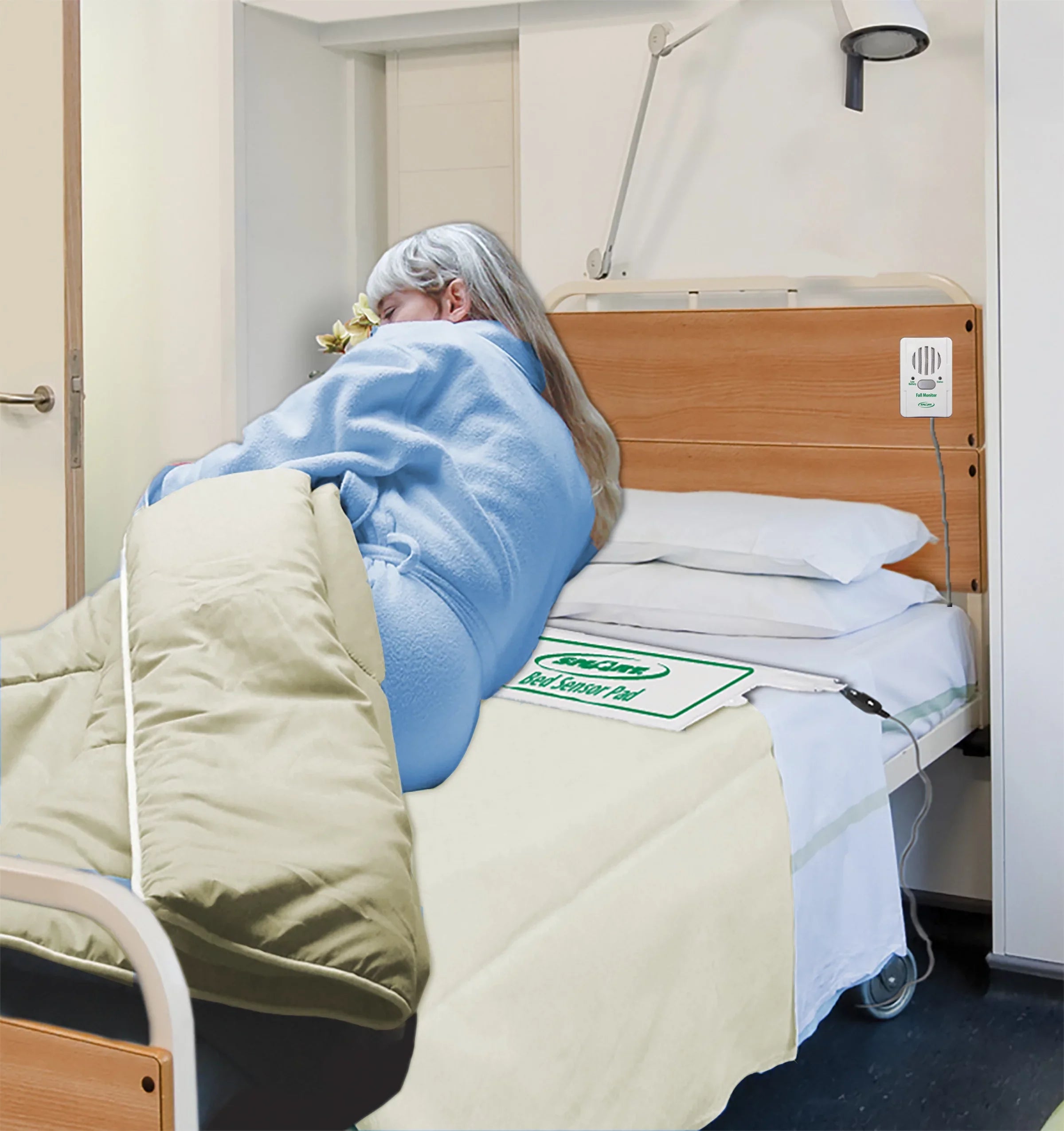 Bed/Chair Exit Fall Prevention Alert With Corded Weight-Sensing Bed Pad (10"x30", 45-Day) System