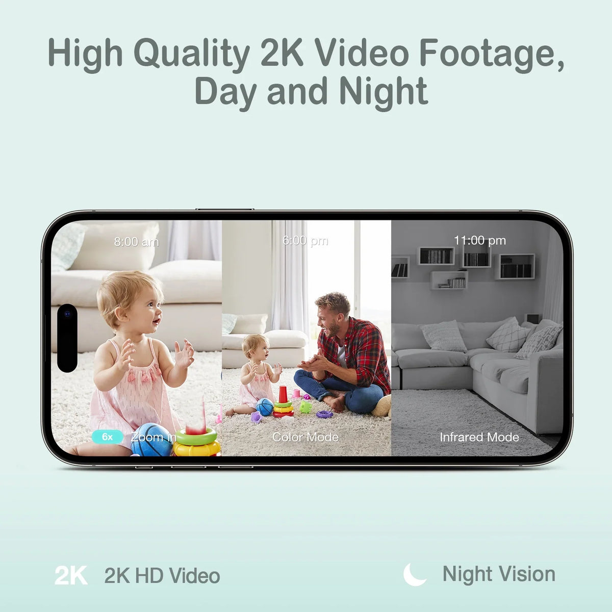 Sense-U Smart 2K Video Baby Monitor(FSA&HSA Eligible) with No Monthly Fee, Pan-Tilt-Zoom, Person/Baby Crying Sound/Motion Detection, 2-Way Talk, Night Vision, Background Audio, Activity Zone