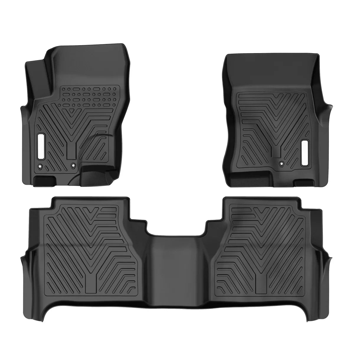 Ledkingdomus TPE Rubber Front and Rear 3-Piece for 2008-2021 Nissan Frontier Crew Cab Black Floor Mats Set, All-Weather Protection