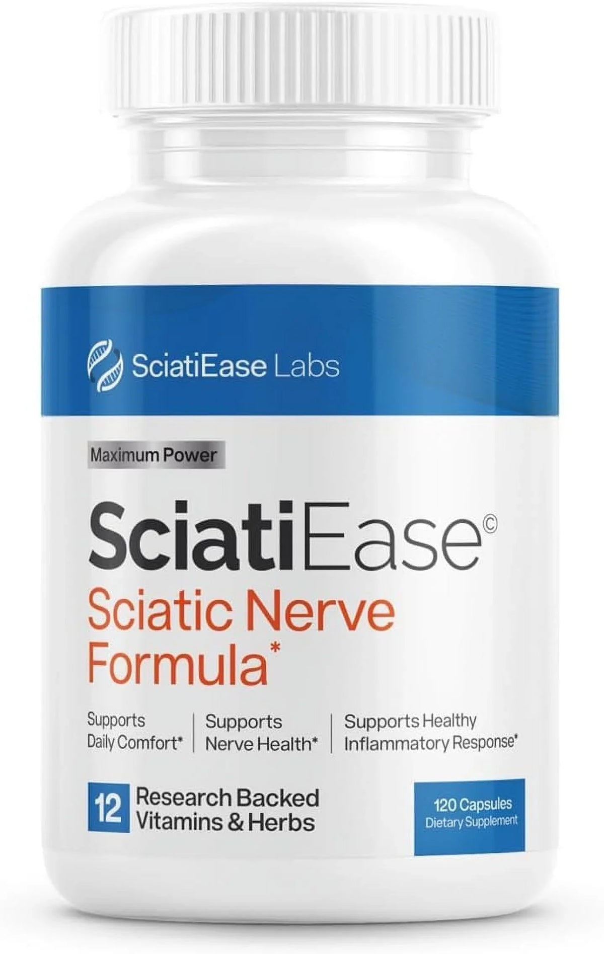 SciatiEase Sciatic Nerve Health Support - Supplement with AlphaPalm, Pea, Vitamin B Complex, Alpha Lipoic Acid 300mg - 120 Capsules - Nerve Support Formula