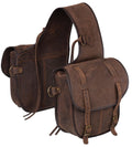 Tough1 Soft Leather Saddle Bag Brown