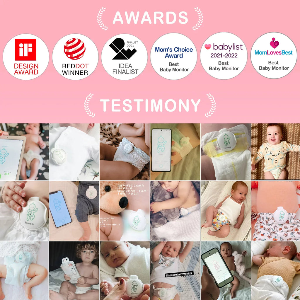 Sense-U Smart Baby Monitor 3+Camera, Audio, Video Baby Monitor That Notifies You for No Abdominal Movement, Rollover, High/Low Temperatures, Detected Motion, with Night Vision, 2-Way Talk, Long Range