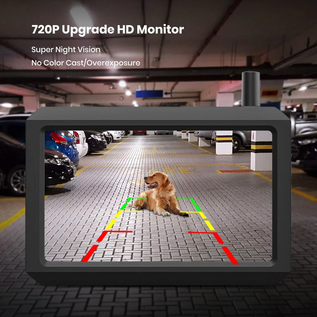 AUTO-VOX TW1 Solar Wireless Backup Camera for Trucks, 5Mins DIY Installation, 5'' Monitor Night Vision Back Up Camera Systems for Car