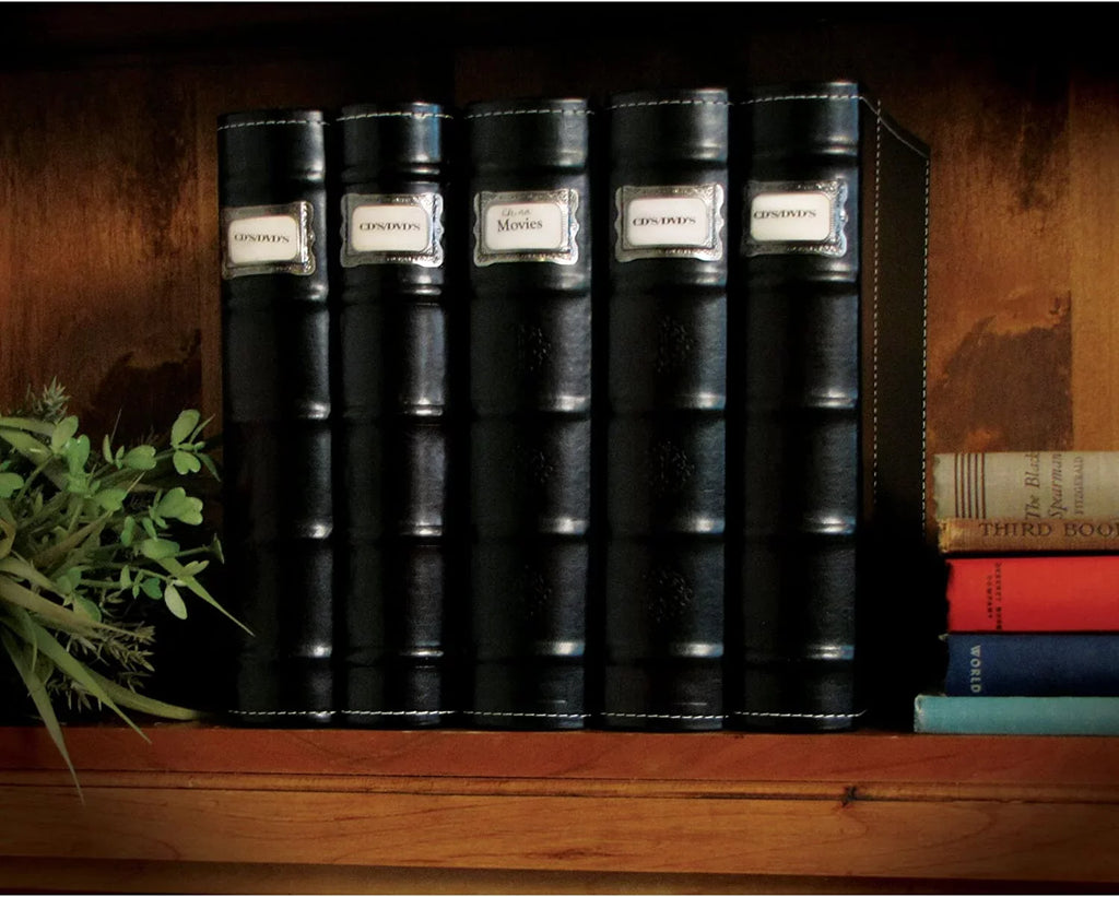 Bellagio-Italia CD/DVD Storage Binder Set - Black - Leather - 6 Pack - 288-Disc Capacity - Storage Organizer for DVDs, CDs, Blu Rays, & Video Games - Acid-Free Binder Organizer Sheets