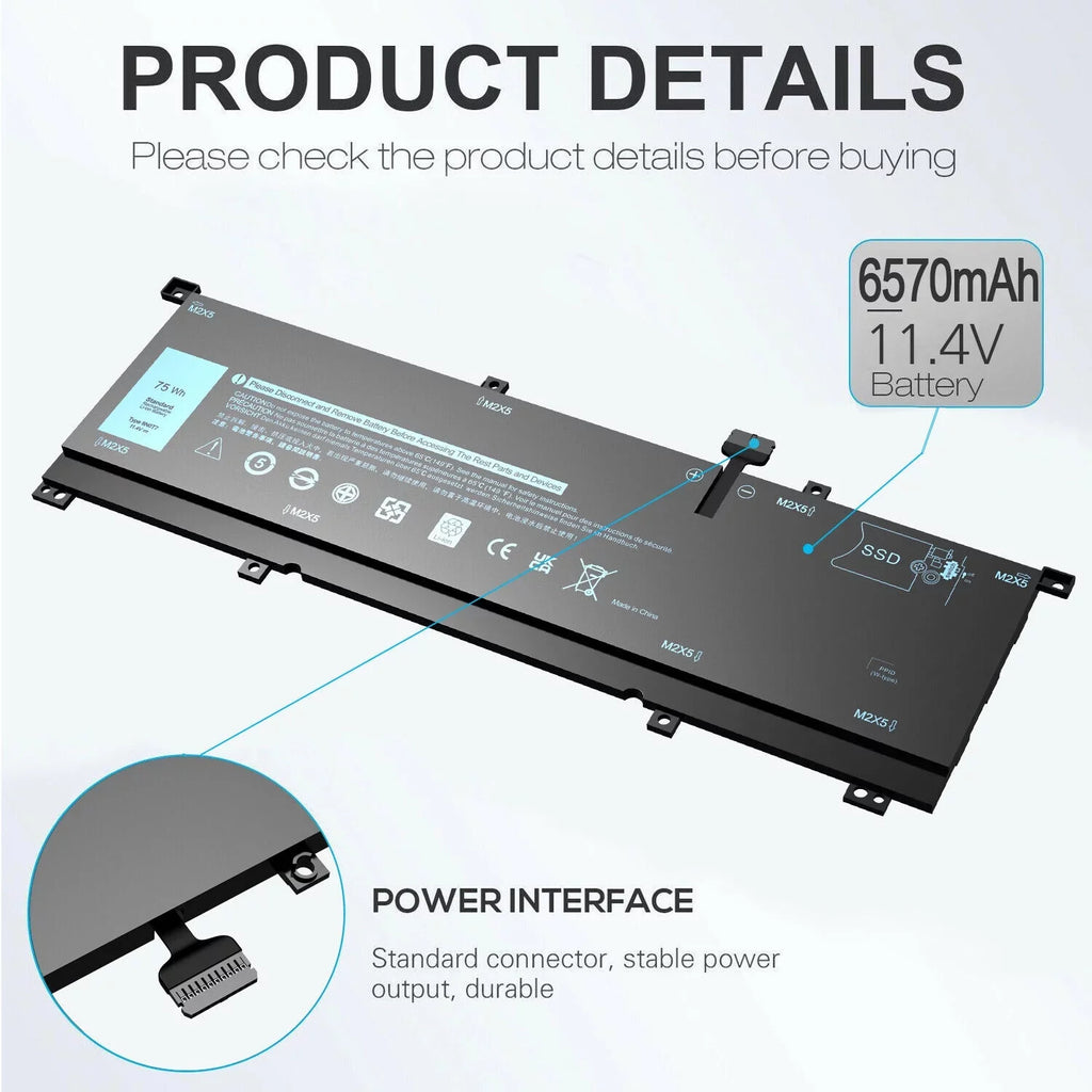 New 0TMFYT 8N0T7 Laptop Battery For Dell XPS 15 9575 P73F Precision 5530 2-in-1