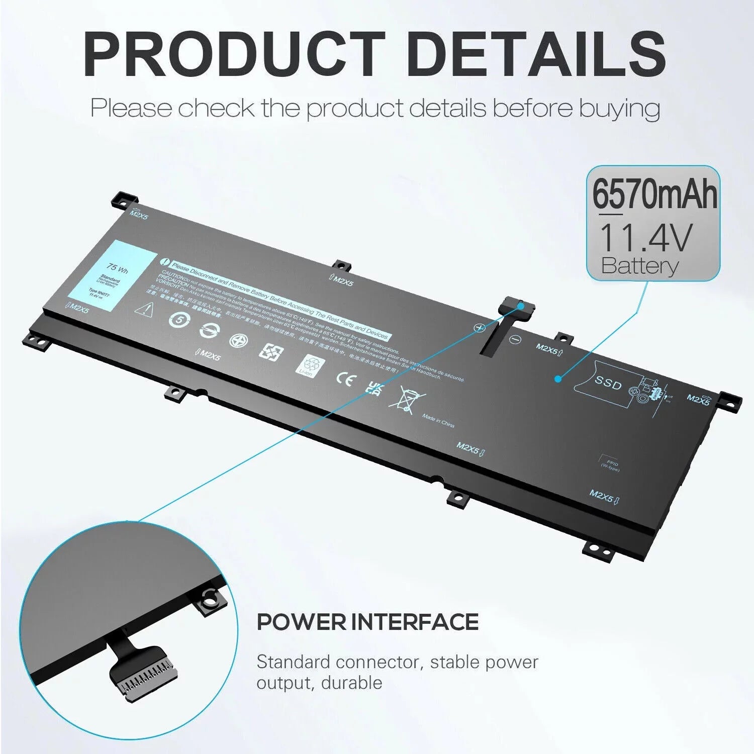 New 0TMFYT 8N0T7 Laptop Battery For Dell XPS 15 9575 P73F Precision 5530 2-in-1