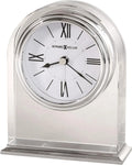 Optica Table Clock 645-757 – Crystal Arch, Brushed/Polished Aluminum Base, Silver-Tone Waterfall Bezel, Felt Bottom, Quartz Alarm Movement