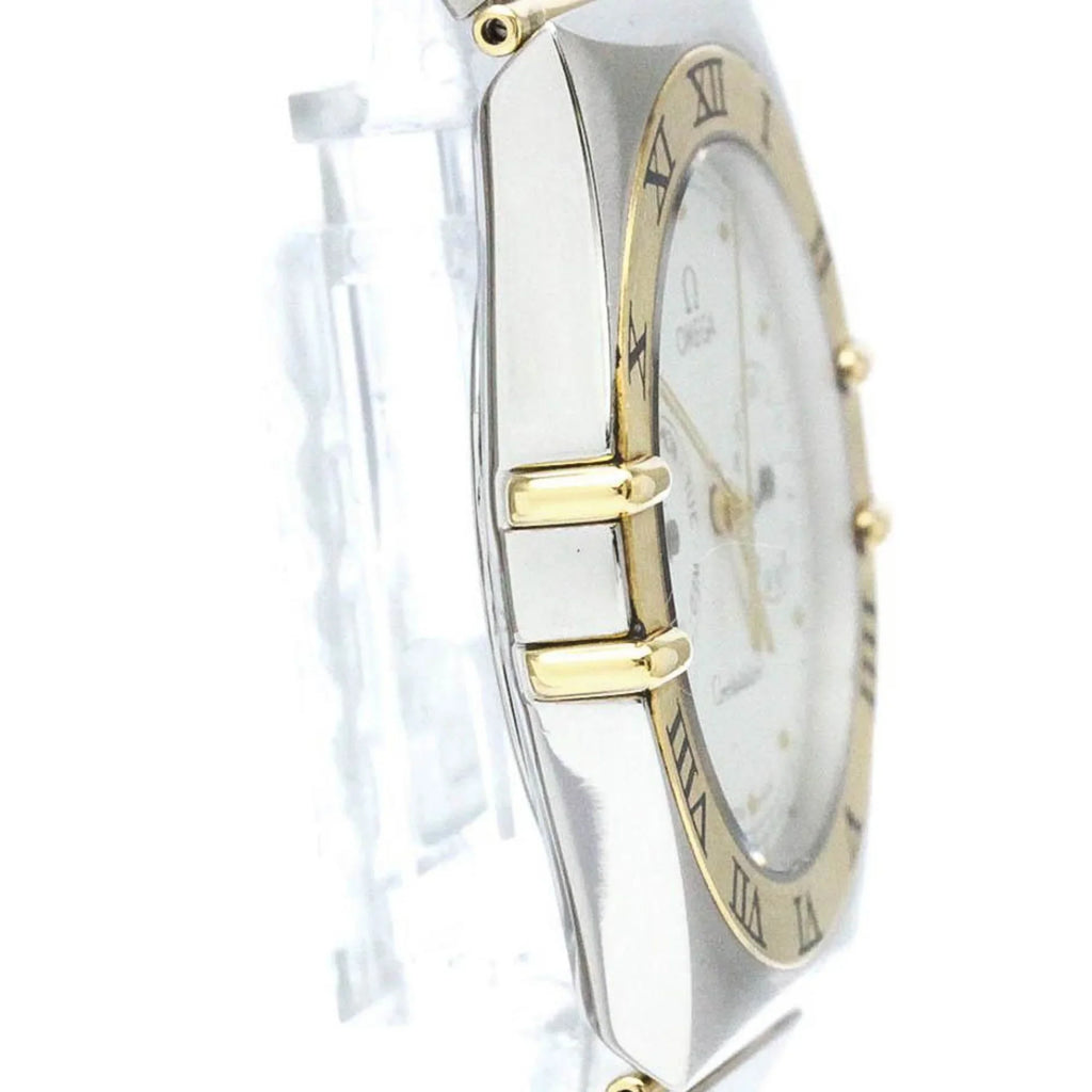 Pre-Owned Polished OMEGA Constellation Day Date 18K Gold Steel Watch 396.1070 BF566004 (Good)