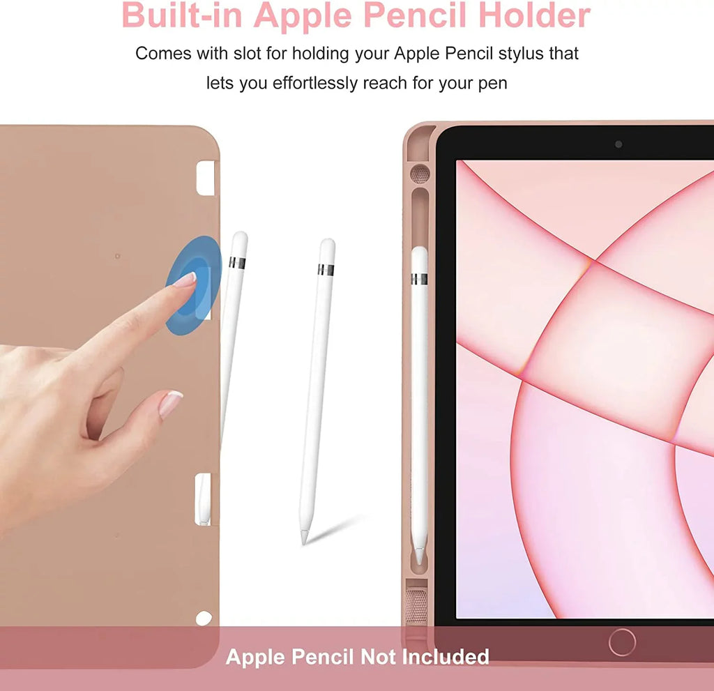 Kvago iPad Keyboard Case for Apple iPad Air 5th Gen 2022 Bluetooth Keyboard Built-in Pencil Holder Pink