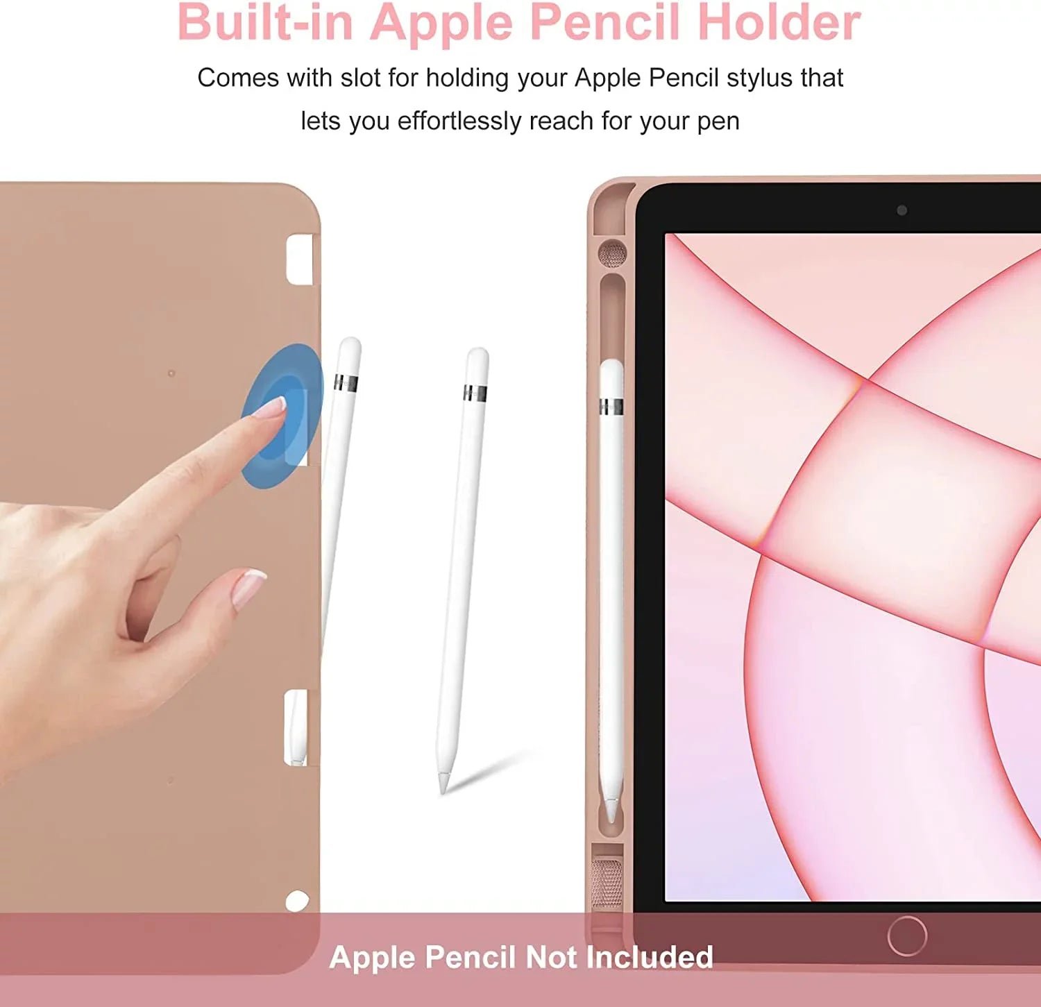 Kvago iPad Keyboard Case for Apple iPad Air 5th Gen 2022 Bluetooth Keyboard Built-in Pencil Holder Pink