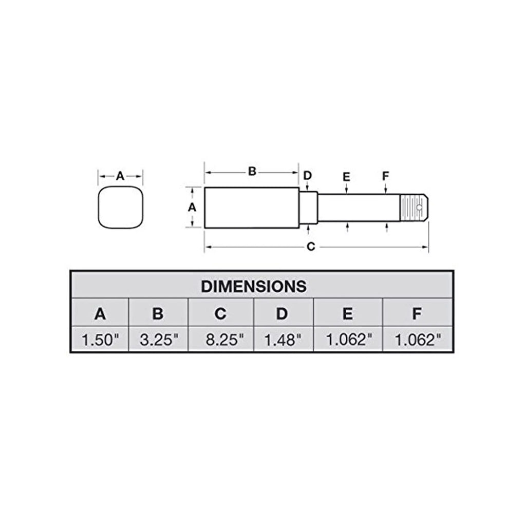 Square Stock - Trailer Axle Spindle For 1-1/16 Inch I.D. Bearings
