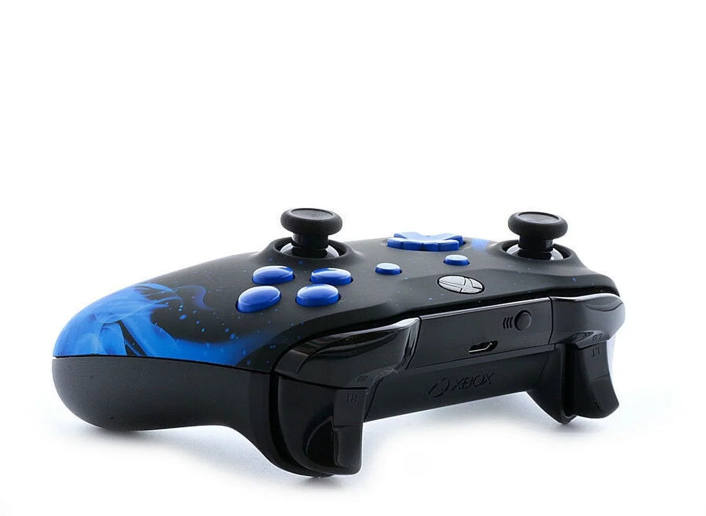Soft Blue Fire (Matte navy) Xbox One S SMART Custom Rapid Fire Modded Controller. FPS mods. COD Warzone