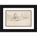 Winslow Homer 18x12 Black Ornate Wood Framed Double Matted Museum Art Print Titled - Two Men in a Canoe (1897)