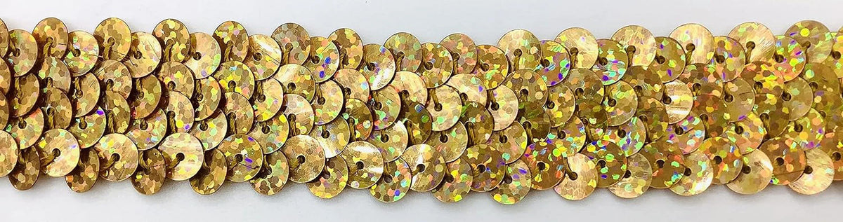 Gold Hologram 3/4" (2 Row) Stretch Sequin - 12 Yards