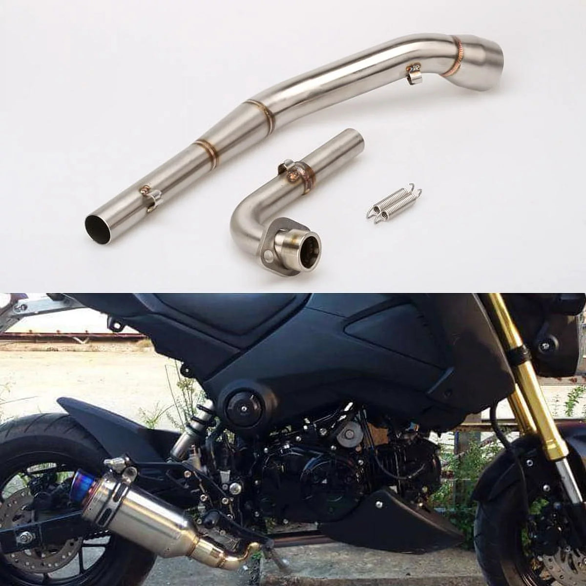 MSX Motorcycle Exhaust Muffler Middle and Front Link Pipe Full System For Honda MSX 125 / Grom 2013 2014 2015 MSX125 Slip-on