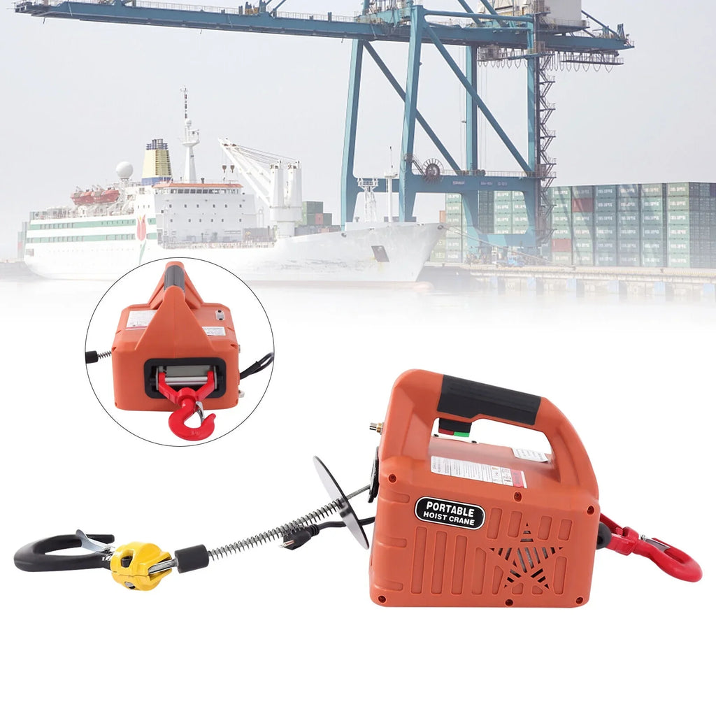 ZhdnBhnos 110V 3-in-1 Electric Hoist Winch Heavy Duty Portable Crane Lift w/ Wireless Remote Control 200KG/440LBS 62ft