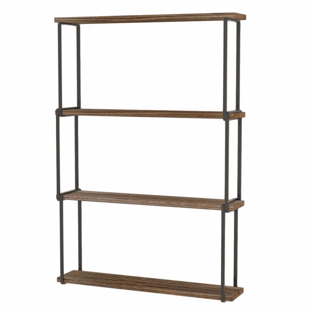 Wallniture Porto 4-Tier Floating Shelves Wall Storage for Kitchen Rustic Farmhouse Wood Bookcases Laundry Organizer, Natural Burned