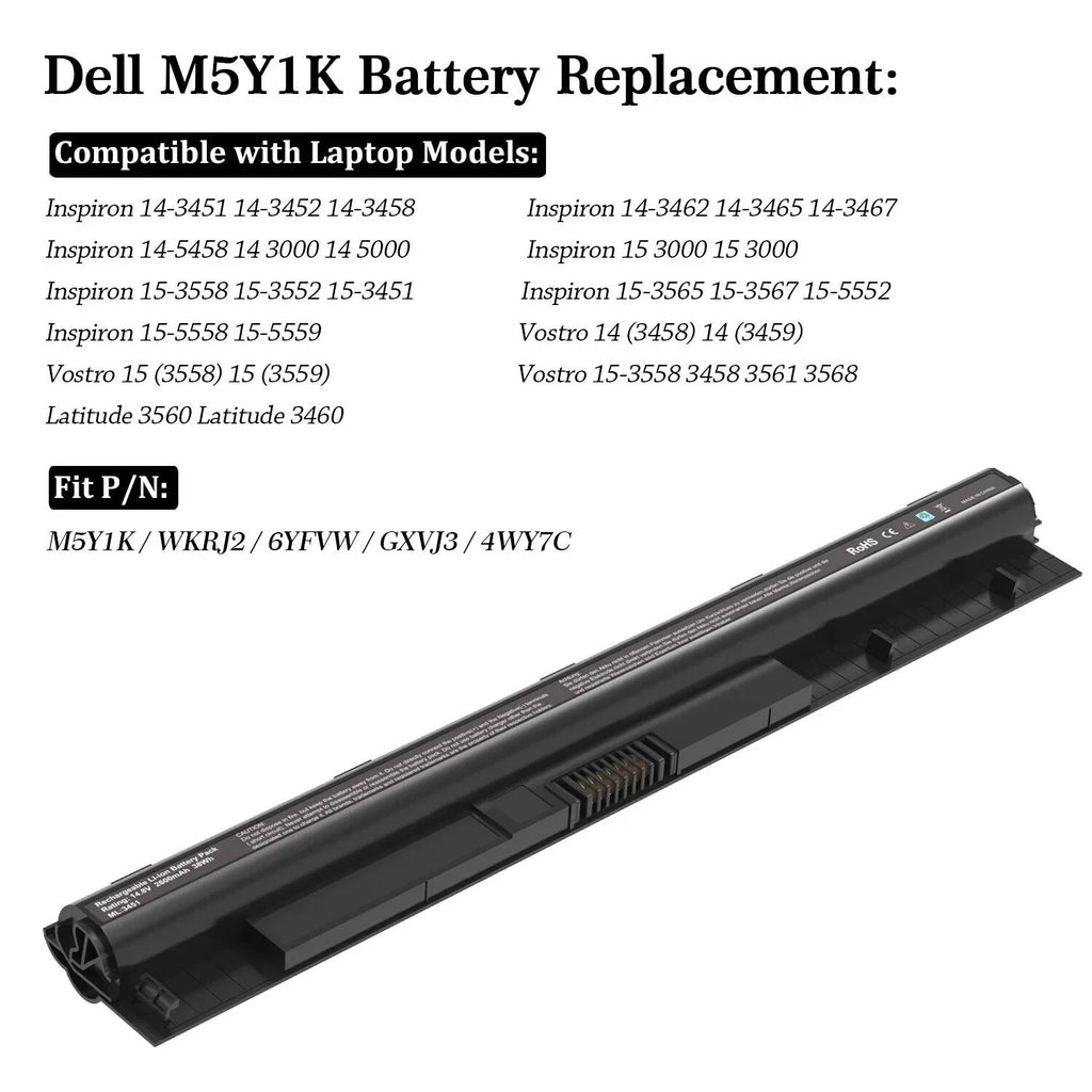 40WH M5Y1K 2 Batteries 14.8V for Dell Inspiron 14 15 17 5000 3000 Series US