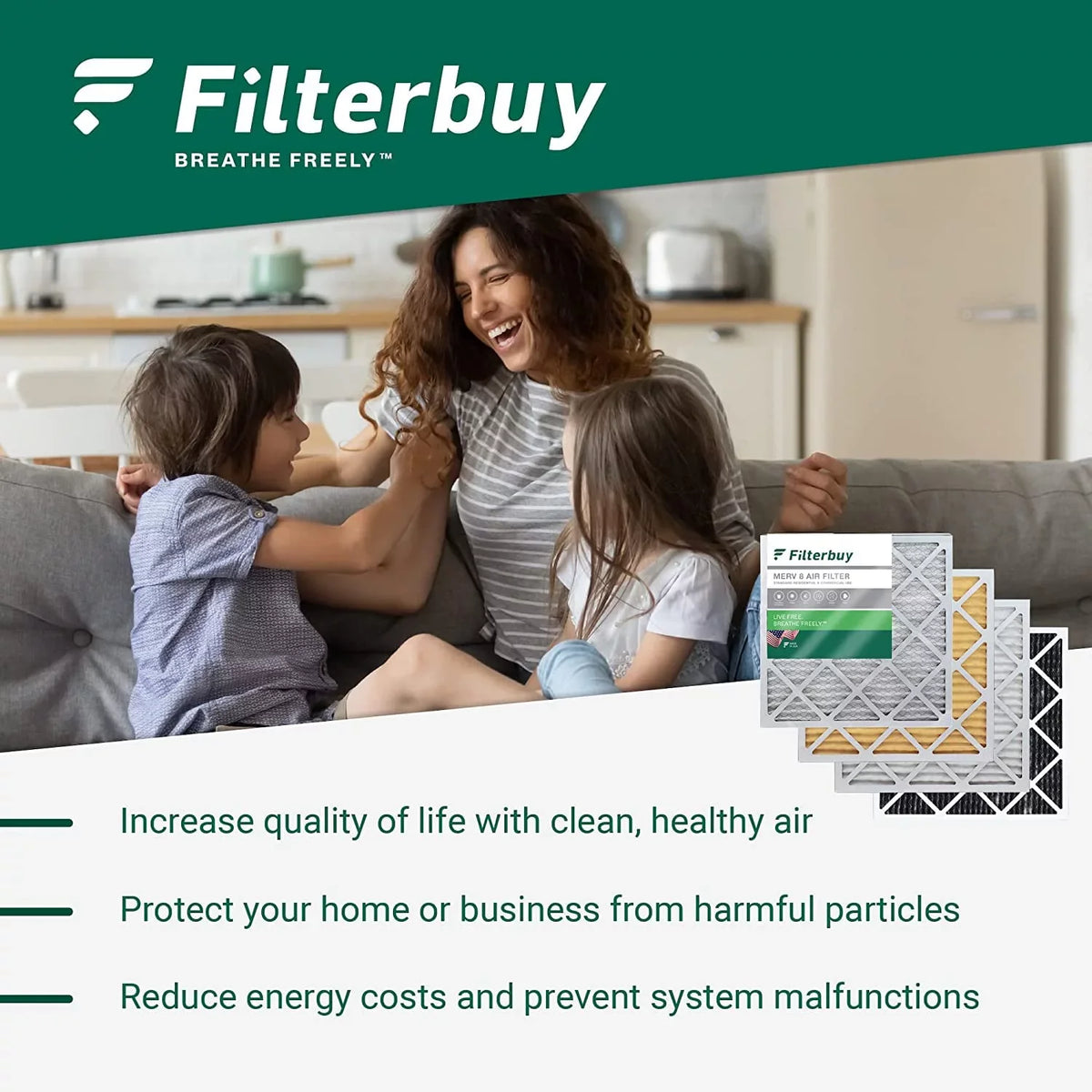 Filterbuy 8x20x4 MERV 8 Pleated HVAC AC Furnace Air Filters (5-Pack)