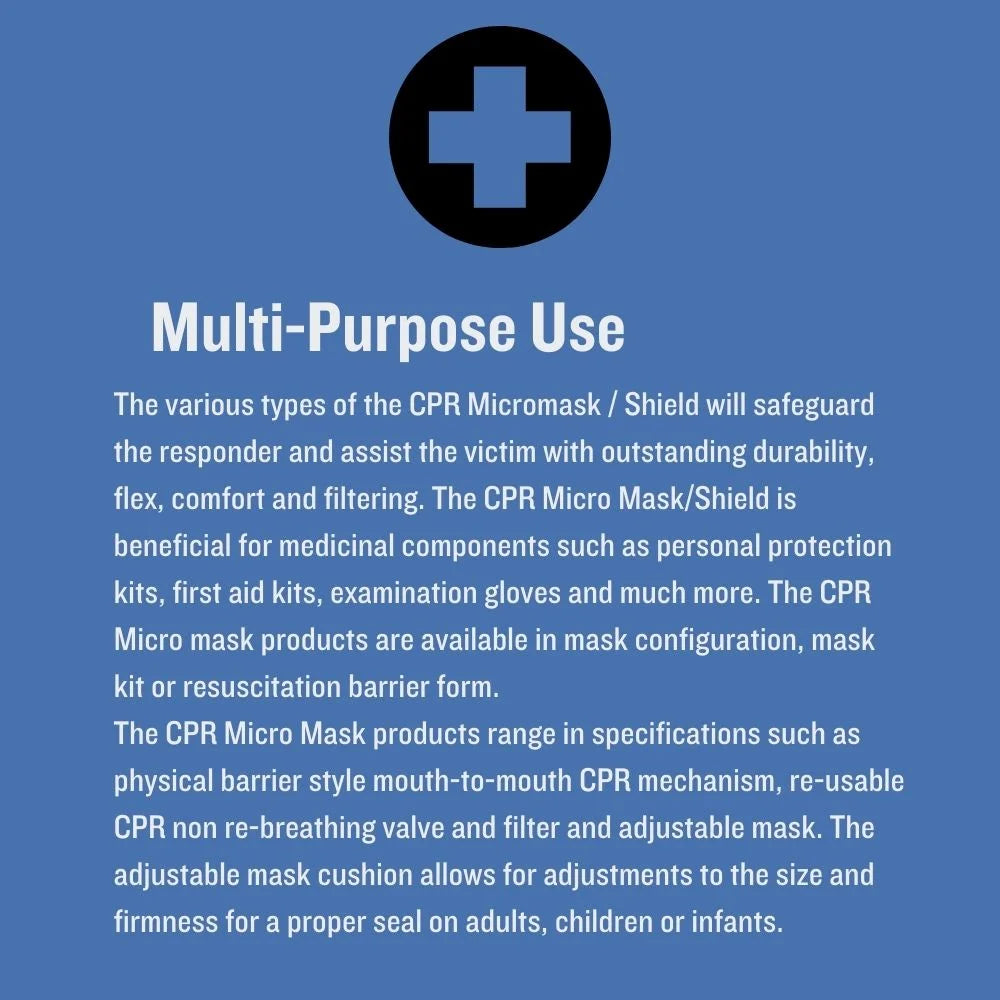 CPR Micromask, Emergency Response Products, Clear and Re-Usable with Adjustable Mask - 1 Each