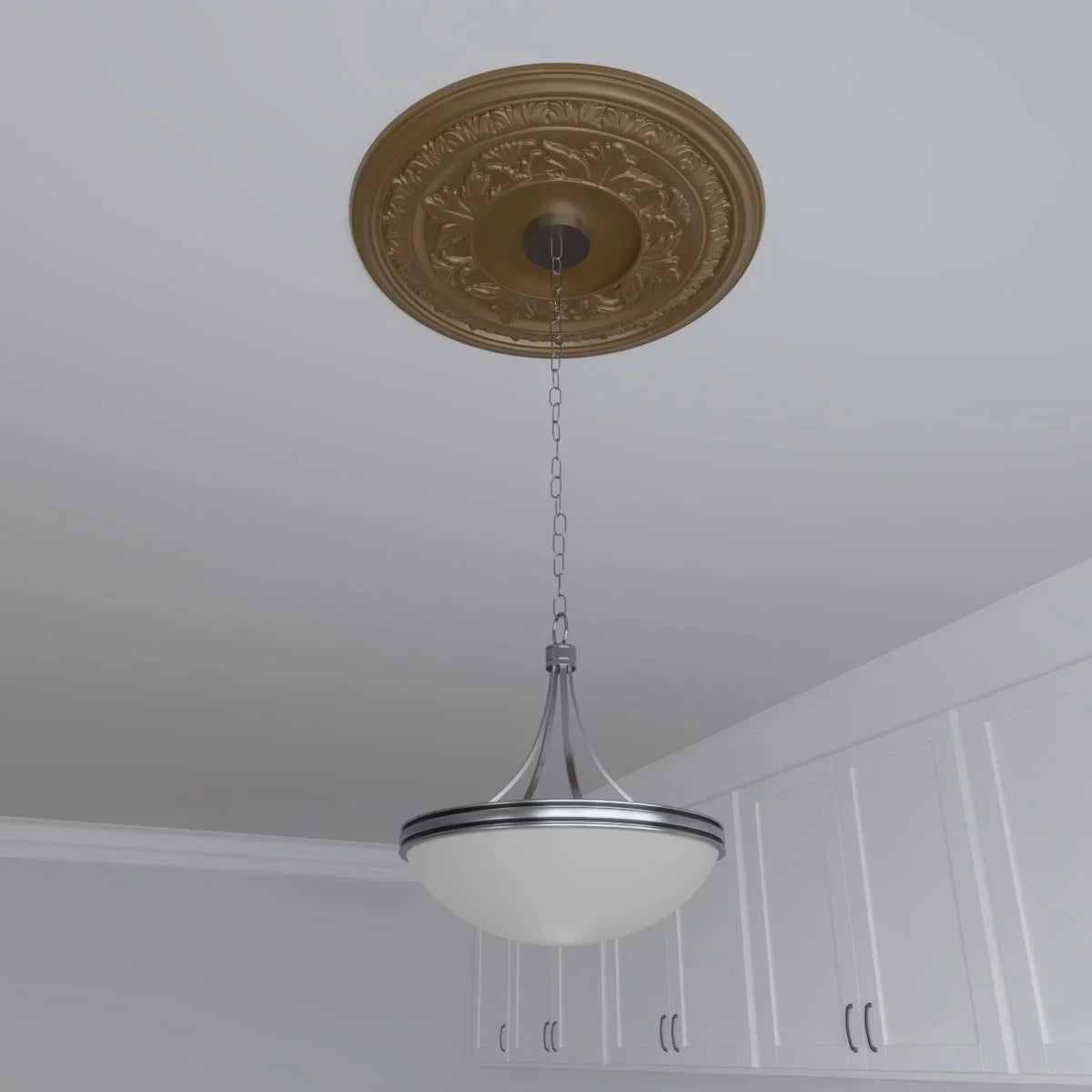 Ekena Millwork 22"OD x 3 1/2"ID x 1"P Baltimore Thermoformed PVC Ceiling Medallion (Fits Canopies up to 7 3/4"), Metallic Gold Rush