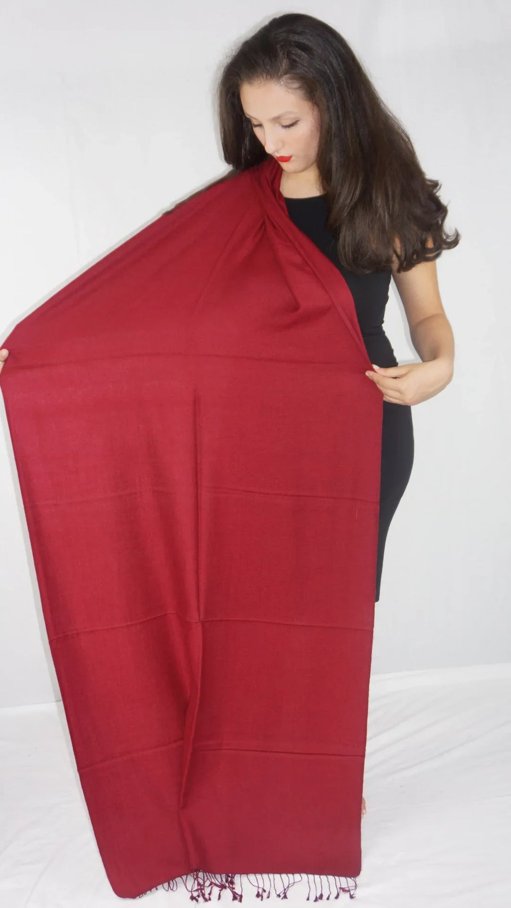 Shawl/Shawls/Scarf/Scarves/Wrap/Stole/Muffler/Cape/Ruana/Blanket/Throw/Pashmina Shawl/Cashmere Scarf/Wool/Silk (Wine Red Regular Shawl)