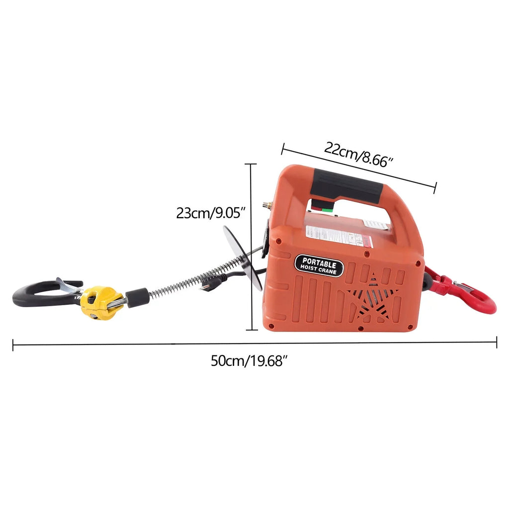 ZhdnBhnos 110V 3-in-1 Electric Hoist Winch Heavy Duty Portable Crane Lift w/ Wireless Remote Control 200KG/440LBS 62ft