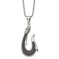 25.9mm Chisel Stainless Steel Polished With Solid Black Carbon Fiber Hook Pendant a Ball Chain Necklace 22 Inch Jewelry