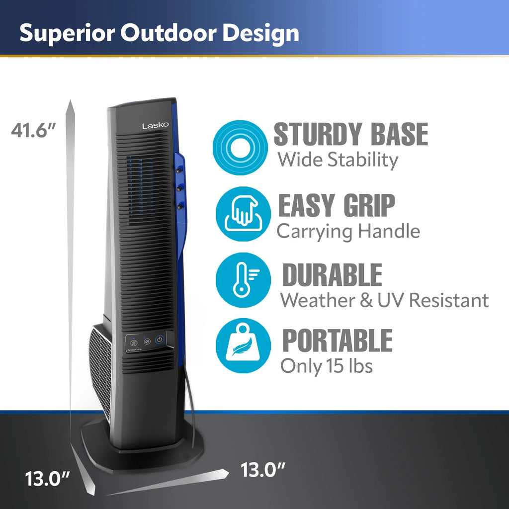 Lasko 42” Misto Outdoor Misting Tower Fan with 10 Foot Power Cord, 4 Speeds, YF300, Black