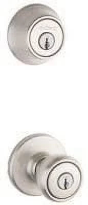 Kwikset 690T 15 K6 CP Tylo Entry Knob and Single Cylinder Deadbolt Combo Pack, Satin Nickel by Kwikset