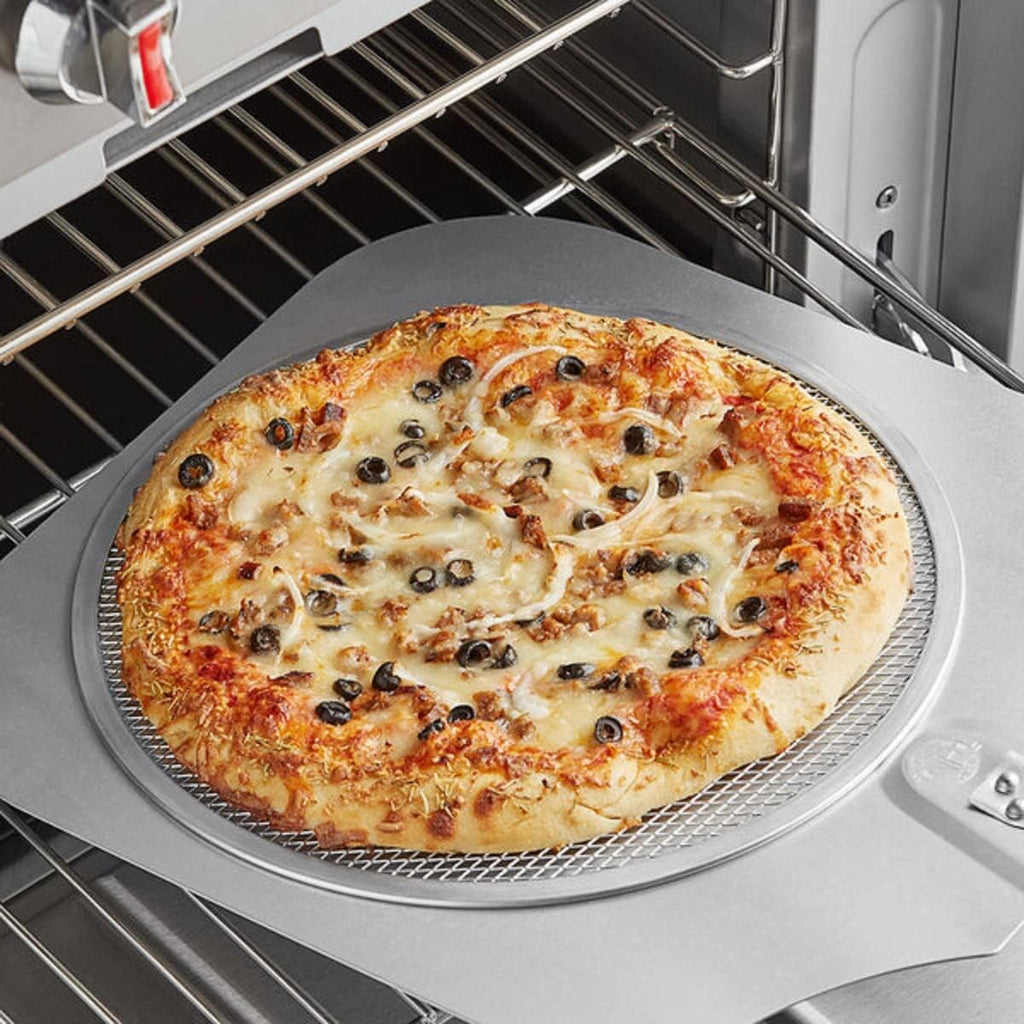 TrueCraftware- Set of 2 Aluminum 14” Pizza Baking Screen Seamless Rim- Bakeware Pizza Screen Round Pizza Pan Tray Round Baking Tray for Home Kitchen Pizzeria & Restaurants