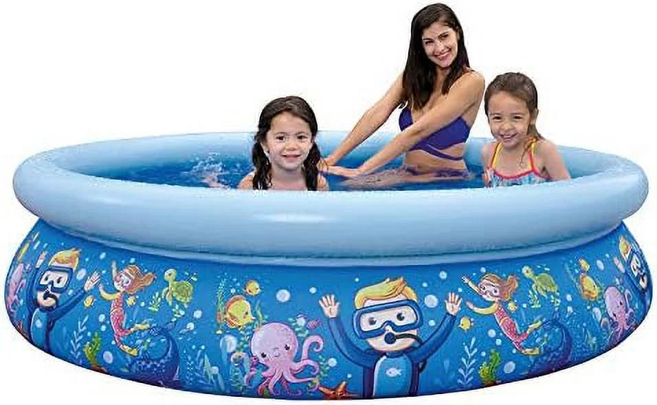 17788 sun club 6.75' x 18.5" 2 to 3 person capacity sea world 3d kids above ground inflatable outdoor backyard kiddie swimming pool, navy