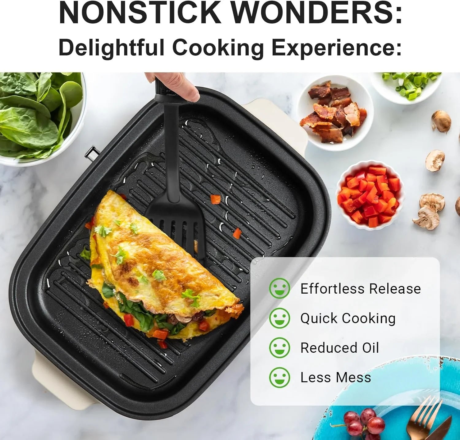 YANPO Classic Indoor Grill Set, Versatile Electric Grill Griddle Skillets Set with 5 Removable Nonstick Plates, Lid for Grilling, HotPot, BBQ, Dessert, Stir Fry, Paella Pasta Pot, Mushroom White