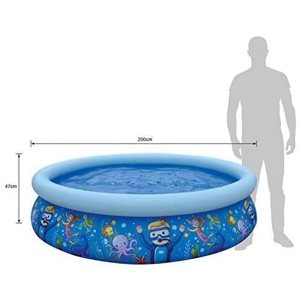 17788 sun club 6.75' x 18.5" 2 to 3 person capacity sea world 3d kids above ground inflatable outdoor backyard kiddie swimming pool, navy
