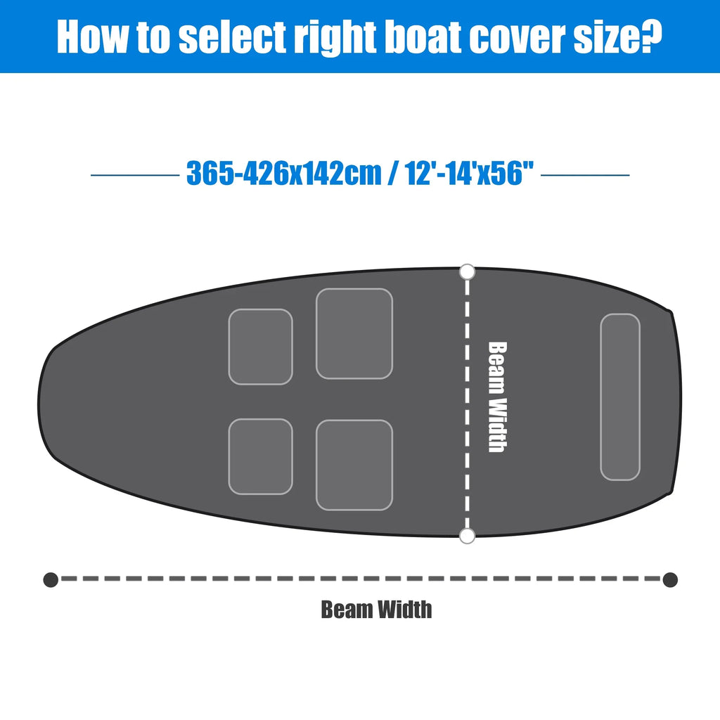 Unique Bargains 1 Set 12"-14"x56" Jon Boat Cover 210D Polyester Air Vents Waterproof Sunshine Resist Boat Cover Gray