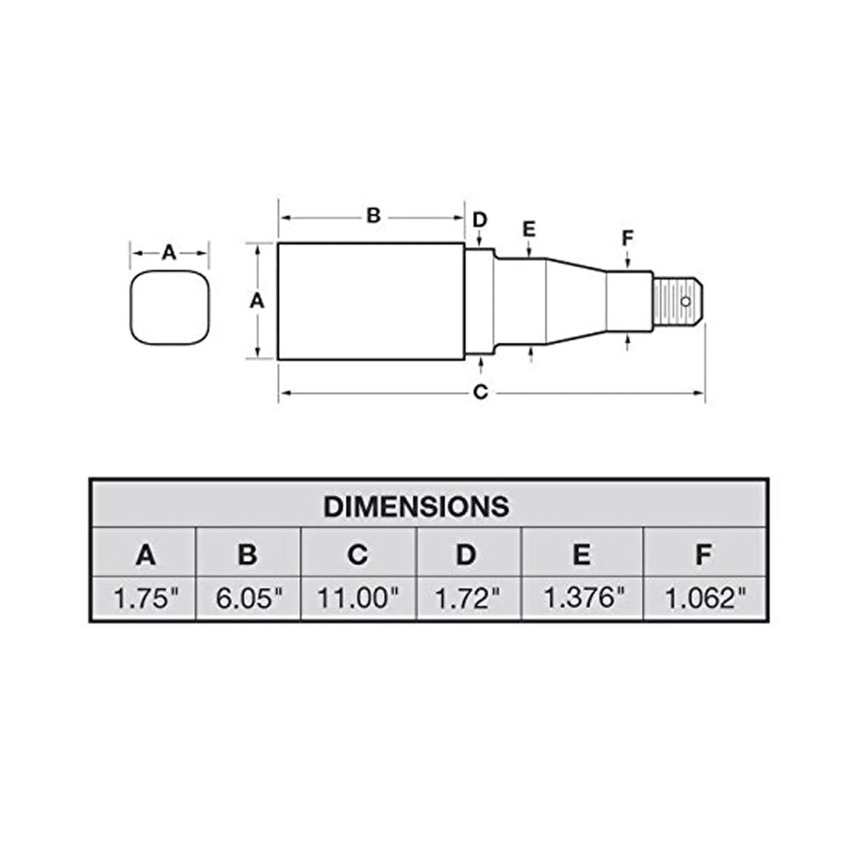Trailer Axle Spindle For 1-3/8 To 1-1/16 I.D. Bearings