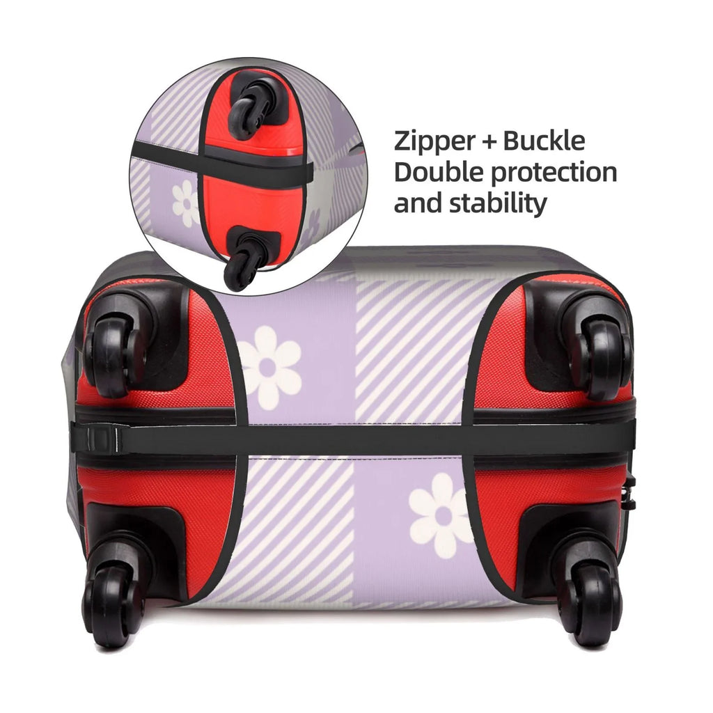 Kll Floral Purple Buffalo Plaid Luggage Cover Suitcase Cover Suitcase Protector-