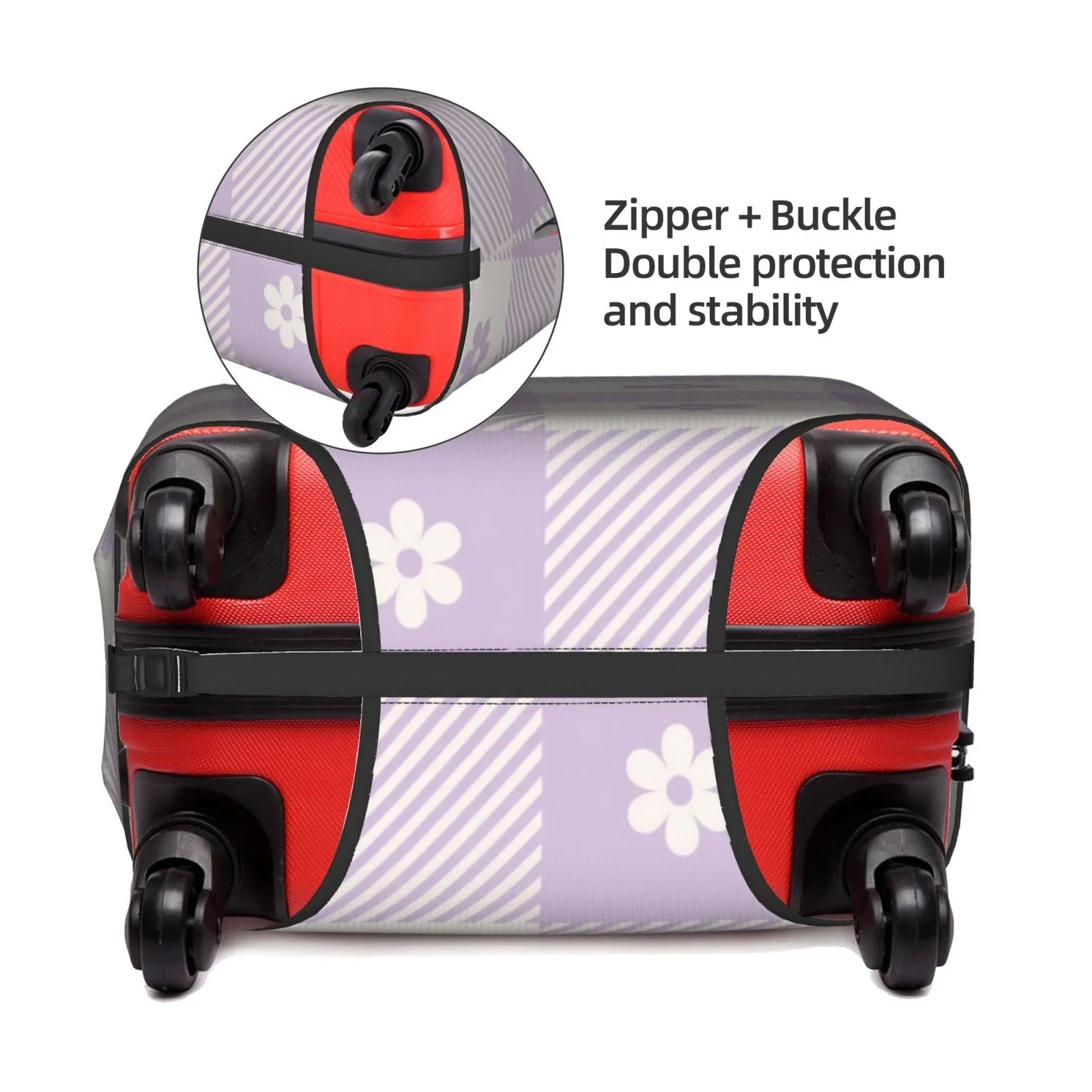 Kll Floral Purple Buffalo Plaid Luggage Cover Suitcase Cover Suitcase Protector-