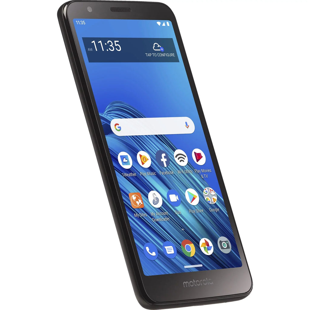 Pre-Owned Straight Talk Motorola E6, 16GB Black - Prepaid Smartphone (Locked to Straight Talk) (Like New)