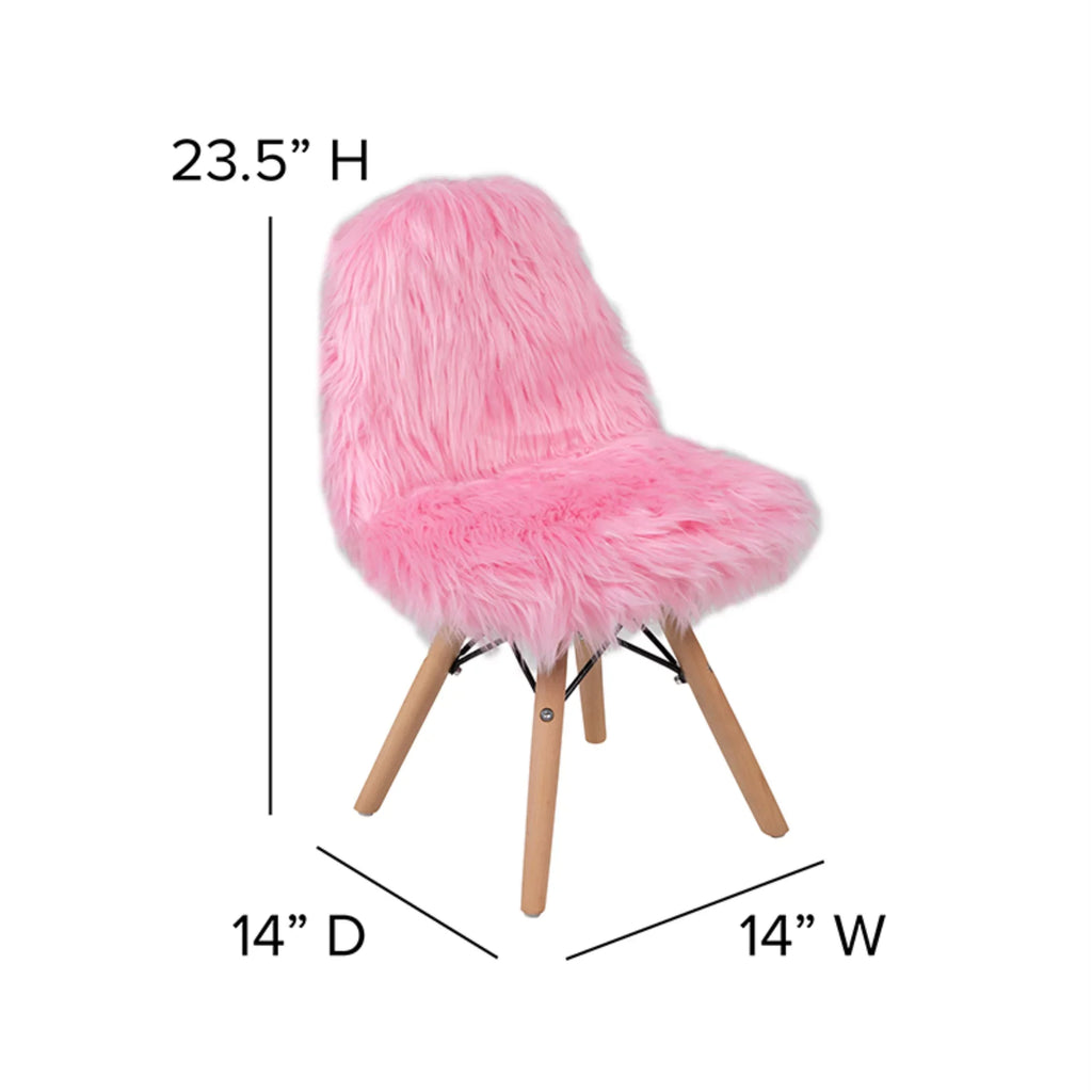 Flash Furniture Cody Kids Shaggy Dog Accent Chair, Light Pink