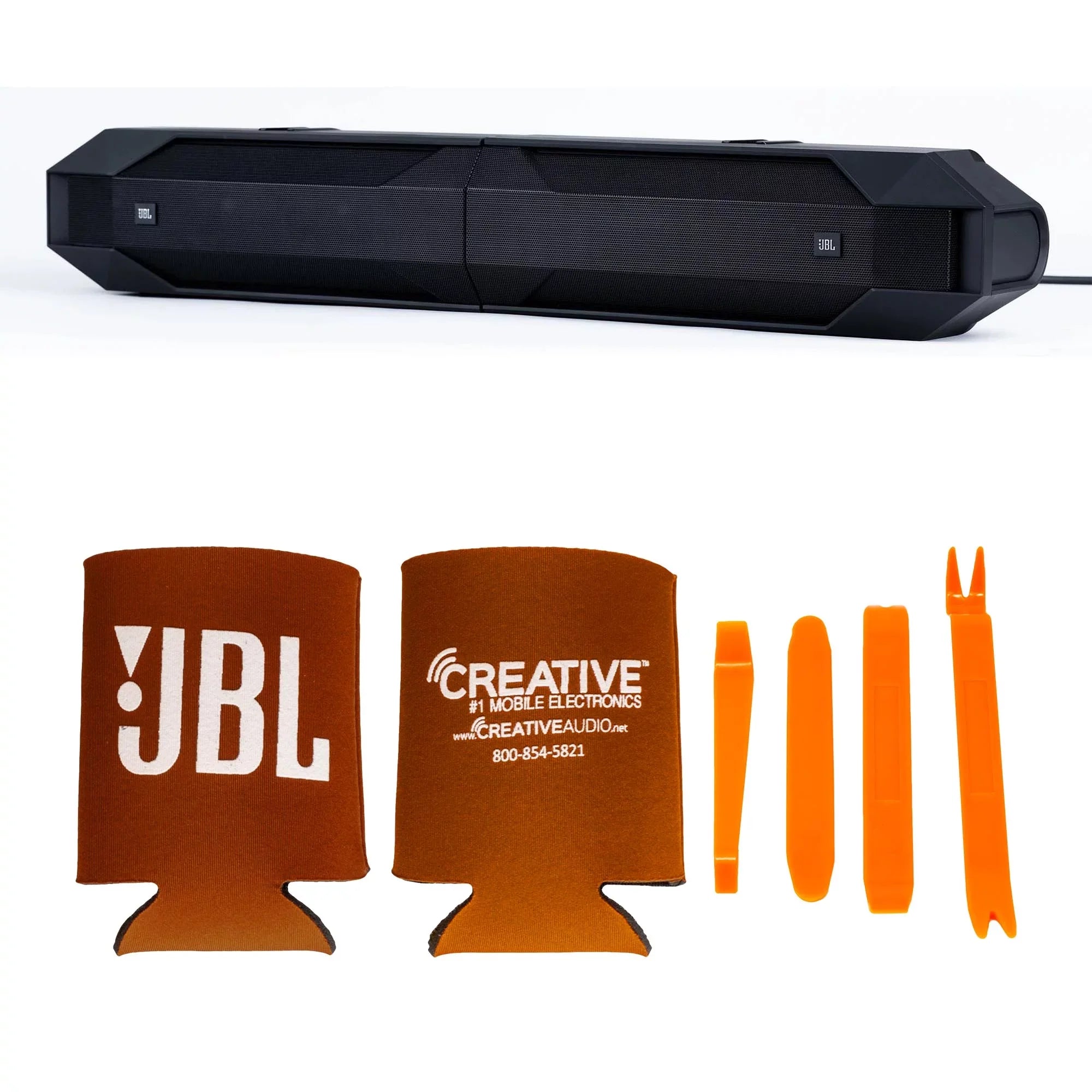 JBL JBLBB4005D - 5-Door Passive Sound Bar Compatible with Bronco with JBL Apex PA 1502 2 Channel Marine & Powersport Amplifier - 150 x 2 At 2-Ohms and Bronco Install Accessories