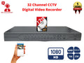 Evertech 32 Channel H.265 Security DVR with 12TB Hard Drive 16x Audio Input Surveillance Standalone Recorder Supports 1080p AHD TVI CVI and Analog (960H) Cameras, Easy Remote Access