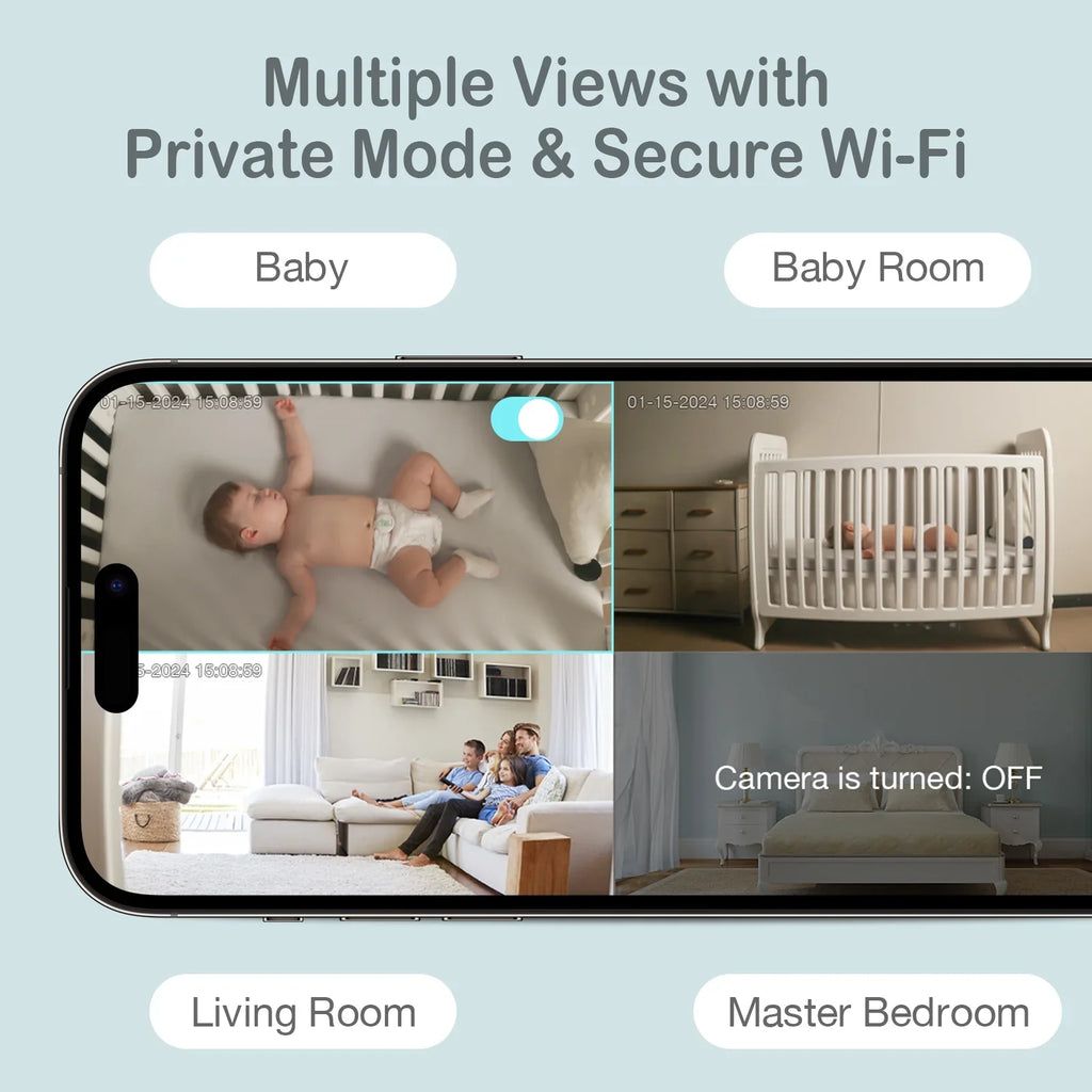Sense-U Smart 2K Video Baby Monitor(FSA&HSA Eligible) with No Monthly Fee, Pan-Tilt-Zoom, Person/Baby Crying Sound/Motion Detection, 2-Way Talk, Night Vision, Background Audio, Activity Zone