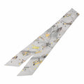 Pre-Owned HERMES Twilly EX-LIBRIS LES PARISIENNES Grey Women's 100% Silk Scarf Muffler (Good)
