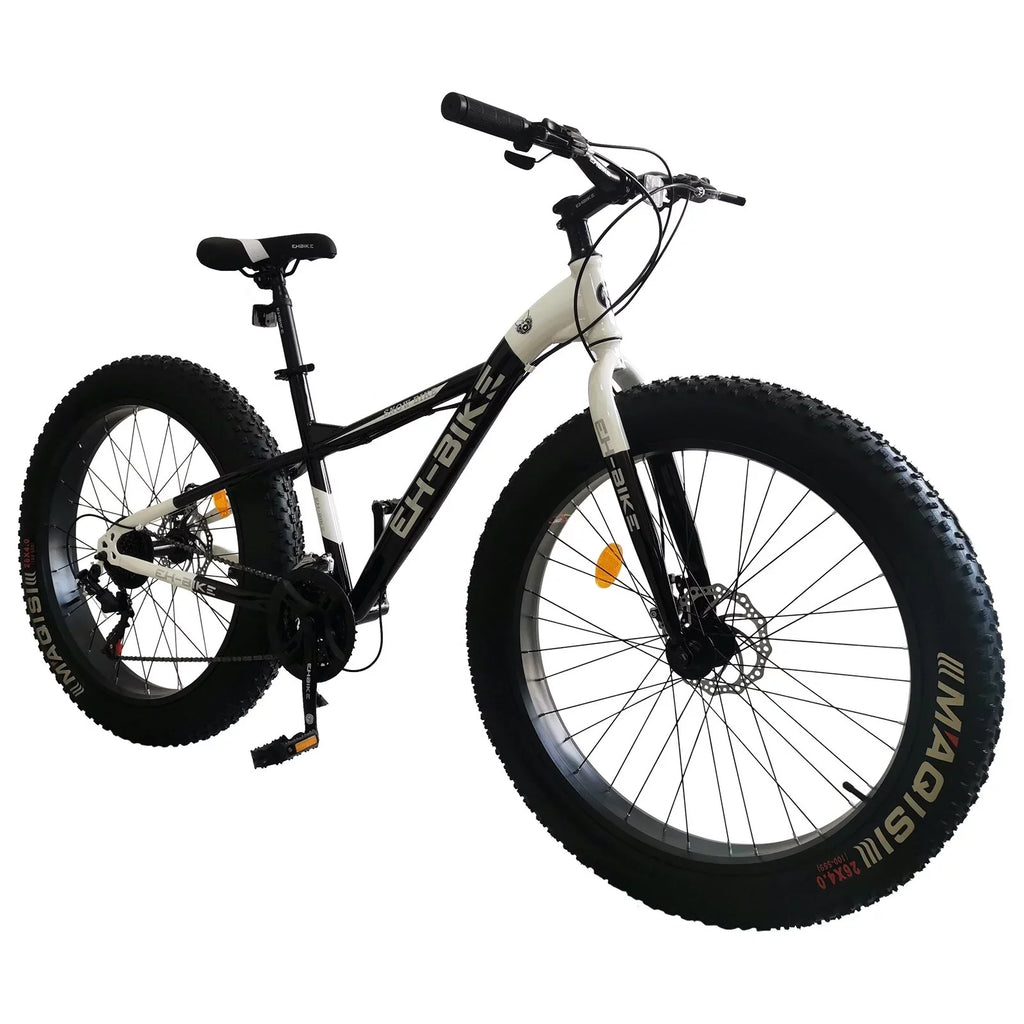 Mens Fat Tire Mountain Bike, 26-Inch Wheels, 4-Inch Wide Knobby Tires, 7-Speed, Steel Frame, Front and Rear Brakes 76x24.8x40in - Blue
