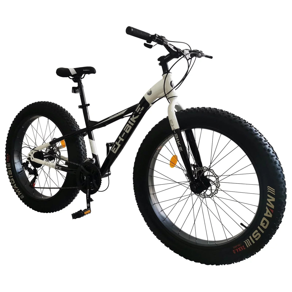 Mens Fat Tire Mountain Bike, 26-Inch Wheels, 4-Inch Wide Knobby Tires, 7-Speed, Steel Frame, Front and Rear Brakes 76x24.8x40in - Blue