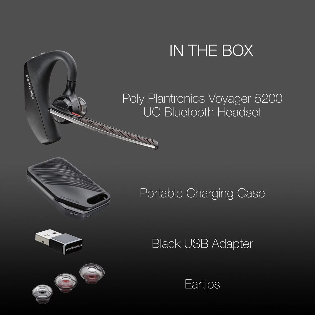 Plantronics Voyager 5200-UC Bluetooth Headset - 206110-01 - Compatible with Smartphones, PC, MaC, Softphones, Tablets